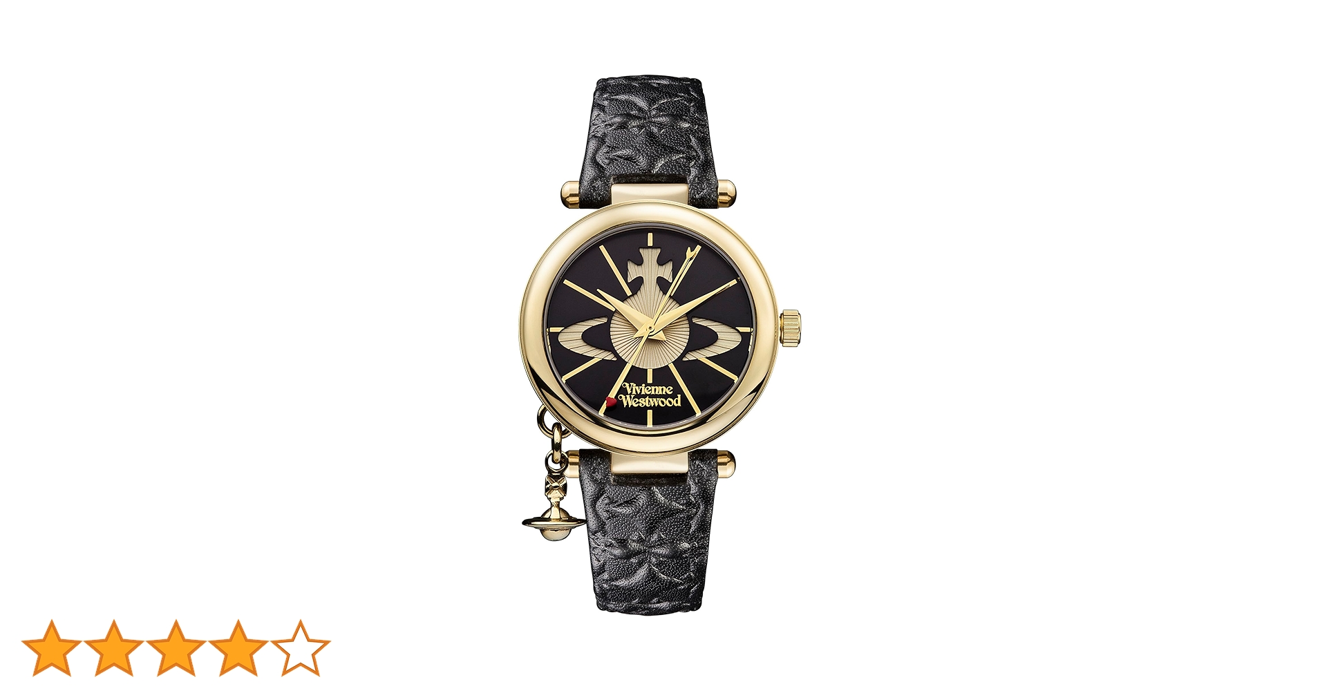 Vivienne Westwood Kadın VV 006 Orb Siyah Deri Saat, Siyah